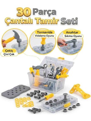 Depomiks Avm Çantalı Oyuncak Tamir Seti Eğitici Geliştirici Sök Tak Vidalama Alet Çantası 30 Parça Popüler Ürün