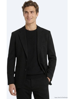Kip Siyah Çizgili Modern Fit Örme Takım Elbise