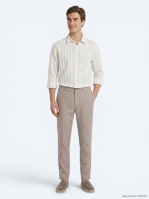 Kip Vizon Dokuma Relaxed Fit Casual Pamuk Karışımlı Pantolon