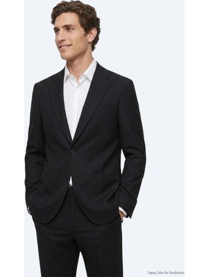 Kip Siyah Çizgili Modern Fit Pamuk Karışımlı Örme Takım Elbise