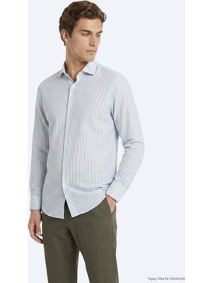 Kip Yeşil Düz Regular Fit Uzun Dokuma Casual Pamuk Karışımlı Gömlek