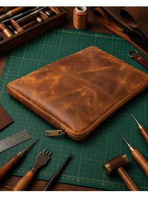 Vintage Leather Craft Hakiki Deri Tablet-Evrak Çantası