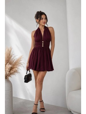 Şira Butik Bedard Boydan Bağlamalı Mini Elbise