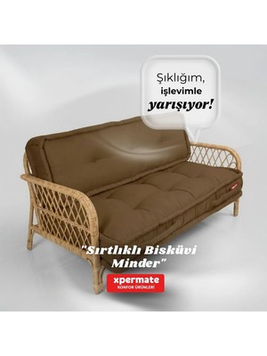 Xpermate Bisküvi Yer Minderi 60x120 Kalın Palet Balkon Petek Önü Fermuarlı Minder Kahverengi