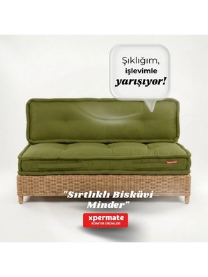 Xpermate Bisküvi Yer Minderi 60x120 Kalın Palet Balkon Petek Önü Fermuarlı Minder Yeşil