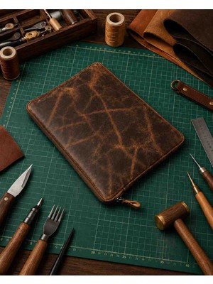 Vintage Leather Craft Hakiki Deri Tablet Evrak Çantası