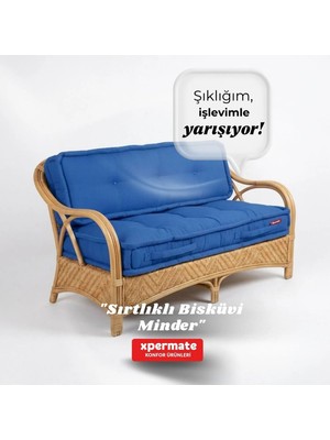 Xpermate Bisküvi Yer Minderi 60x120 Kalın Palet Balkon Petek Önü Fermuarlı Minder Mavi