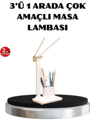 Kap Kaç Kalemlik ve Telefon Standlı Masa Lambası – Kısılabilir LED Işık, Göz Dostu Tasarım