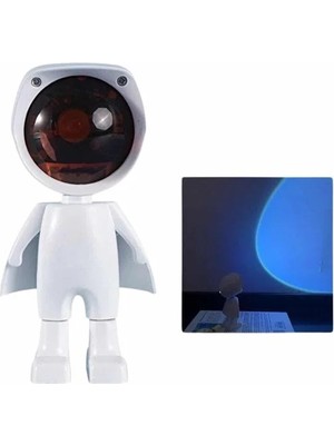 Kap Kaç Gün Batımı Lambası Işık Arka Plan Projektör Sevimli Astronot Enerji Tasarruflu