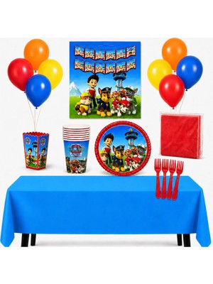 Paw Patrol Temalı 94 Parça 16 Kişilik Doğum Günü Seti Tabak Bardak Balon Flama