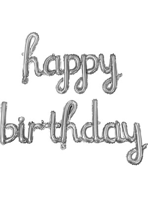 Brf Store Elivorasell Happy Birthday Folyo Balon (Gümüş Elyazılı)