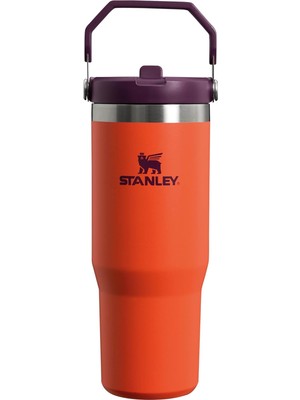 Brf Store Elivorasell Stanley Iceflow Flip Straw Tumbler Pipetli Termos Bardak, Turuncu/mürdüm (Tigerlily Plum