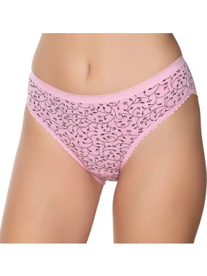 Gümüş 6022  12'li Kadın Likralı Ince Bel Sarmaşık Baskılı Bikini