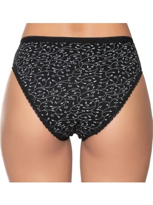 Gümüş 6022  12'li Kadın Likralı Ince Bel Sarmaşık Baskılı Bikini