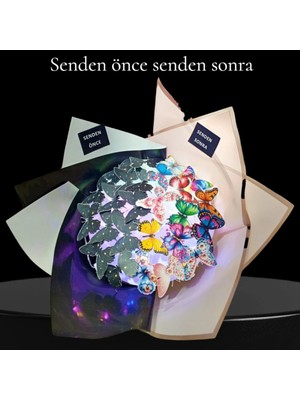 Senden Önce Senden Sonra LED Işıklı Kelebek Buketi
