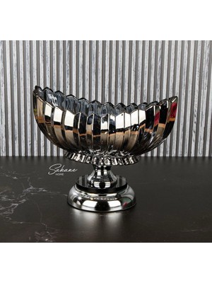 YNSK Chacha Home Ayaklı Cam Gondol Meyvelik Sunumluk 29 cm - Lüks Dekoratif Konsol Kasesi ve Şekerlik