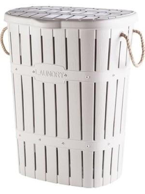 Esranın Dünyası Hafif Plastik Bambu Halatlı Kirli Çamaşır Sepeti, 65 L