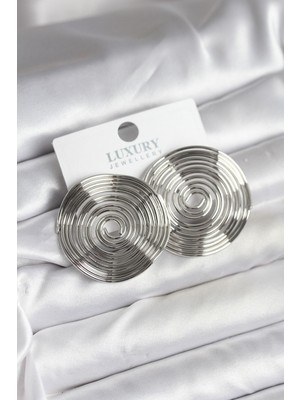 Inure Jewelry Pirinç Gümüş Renk Circle Model Kadın Küpe