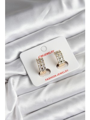 Inure Jewelry 14K Gold Renk Kaplama Zirkon Taşlı CM Kadın Küpe