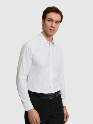 Cacharel Erkek Beyaz Slim Fit %100 Pamuk Klasik Yaka Oxford Gömlek 50318293-VR013