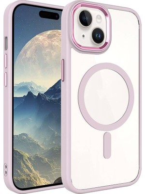 Tekno Grup iPhone 15 Plus Kılıf Magsafe Şeffaf Arka Yüz Kamera Yükseltili Silikon Tkg