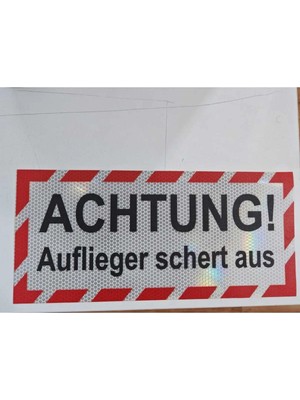 Almanca Reflektör Achtung Etiket