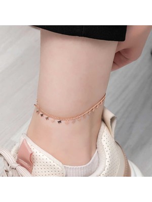 Inure Jewelry Gümüş Rose Kelebek Halhal