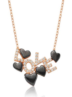 Inure Jewelry Gümüş Love Yazılı Kalpli Bayan Kolye