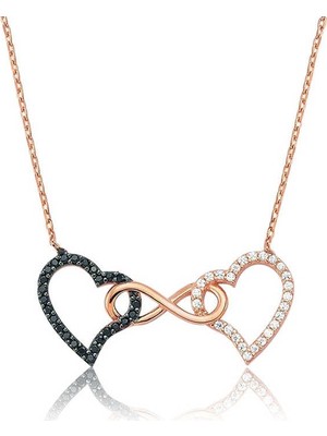 Inure Jewelry Gümüş Sonsuzluk İki Kalp Bayan Kolye