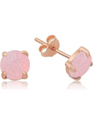 Inure Jewelry Gümüş Pembe Opal Taş Küpe