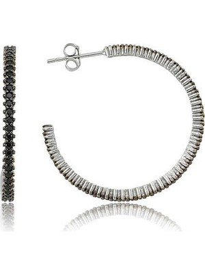 Gumush Gümüş Tamtur Siyah Taşlı Küpe