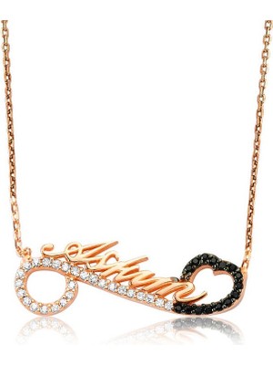 Inure Jewelry Gümüş Aşkım Yazılı Bayan Kalpli Kolye