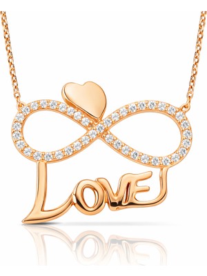 Inure Jewelry Gümüş Kalpli Sonsuzluk Love Bayan Kolye