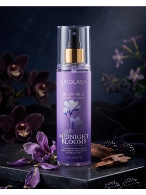 Likolash Midnight Blooms Body Mist Kadın Vücut Spreyi Çiçeksi Meyvemsi Kokulu 200 ml Ferahlatıcı Günlük Kullanım