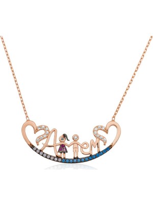 Inure Jewelry Gümüş Rose Annem Yazılı Bayan Kolye