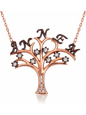 Inure Jewelry Gümüş Annem Yazılı Hayat Ağacı Bayan Kolye
