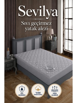 Sevilya %100 Pamuk Kapitoneli Sıvı Geçirmez Renkli Yatak Alezi Yatak Koruyucu Alez Çarşaf