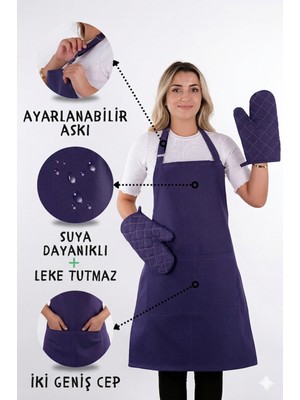 Sevilya Simple 3lü Set Ayar Askılı Cepli Mutfak Önlüğü Seti (2 ELDİVEN) Şef Garson Kafe Aşçı Barista