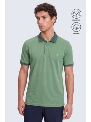 Hatemoğlu Yeşil Regular Fit Düz 100% Pamuklu Polo Yaka Tişört