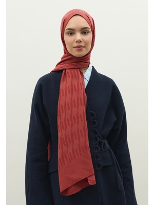 Fresh Scarfs Nara Pamuk Floş Jakarlı Şal Soft Kırmızı