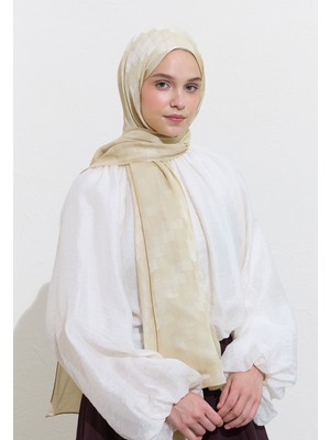 Fresh Scarfs Nori İpeksi Jakar Şal Bej