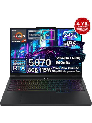 Lenovo Legion Pro 5 16ADR10 Amd Ryzen 9 8940HX 40GB 4tb SSD Rtx 5070 8gb 16" Wqxga (2560X1600) IPS Panel 240Hz 115W Windows 11 Pro