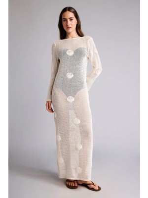 DeFacto Regular Fit Kroşe Maxi Plaj Elbisesi E0603AX26SM