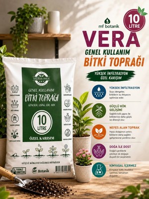 MF Botanik Vera Ithal Torf Cocopeat Özel Karışım Saksı Harcı Bitki Toprağı 10 Litre Toprak
