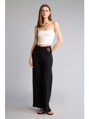 DeFacto Pamuklu Straight Fit Aksesuar Detaylı Fitilli Pantolon H3014AX26SM