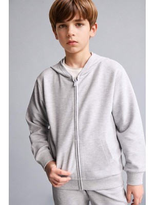 DeFacto Kapüşonlu Basic Fermuarlı Cepli Sweatshirt Hırka Erkek Çocuk H2847A826AU