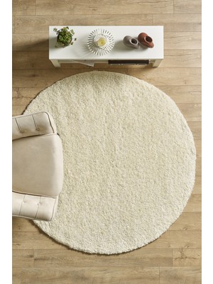 Anaska Home Modern Desensiz Krem Halı Salon Halısı Oturma Odası Halısı Çocuk Halısı Yumuşak Halı Yuvarlak