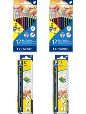 Staedtler - Wizdesign Noris 2 Kutu 12'li Kuru Boya + 2 Kutu 12'li 2b Kurşun Kalem Okul Seti