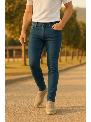 Comstar Erkek Trend Slim Fit Mavi Kot Pantolon