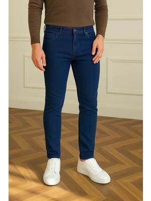 Comstar Erkek Basic Pamuklu Dar Lacivert Jeans Pantolon